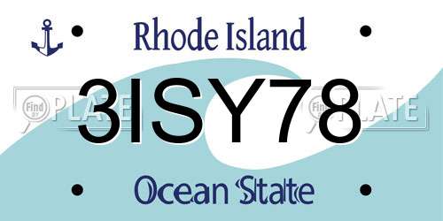 3ISY78 Rhode Island License Plate