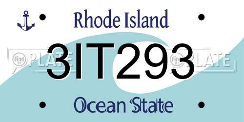 3IT293 Rhode Island License Plate