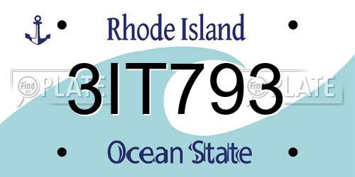 3IT793 Rhode Island License Plate