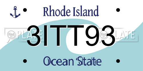 3ITT93 Rhode Island License Plate