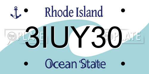 3IUY30 Rhode Island License Plate
