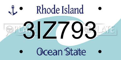 3IZ793 Rhode Island License Plate