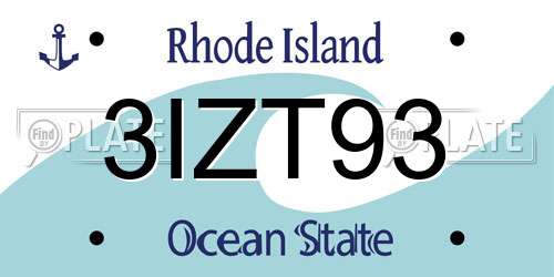 3IZT93 Rhode Island License Plate