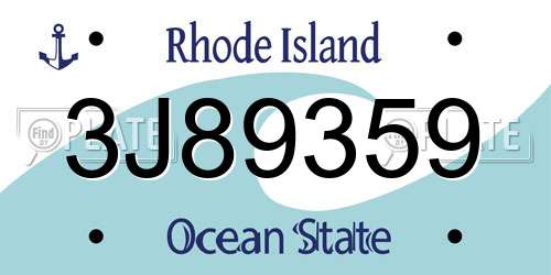 3J89359 Rhode Island License Plate