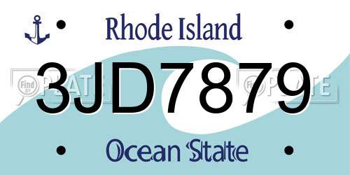 3JD7879 Rhode Island License Plate