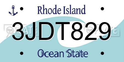 3JDT829 Rhode Island License Plate