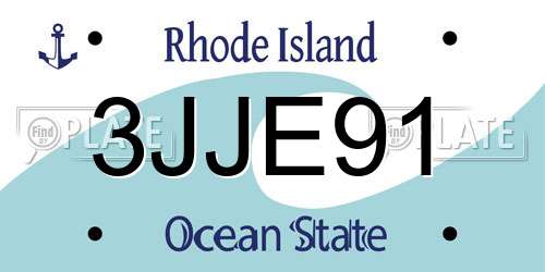 3JJE91 Rhode Island License Plate