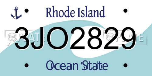 3JO2829 Rhode Island License Plate