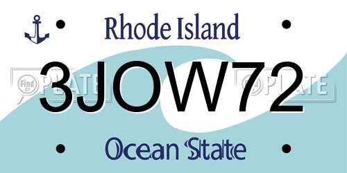 3JOW72 Rhode Island License Plate