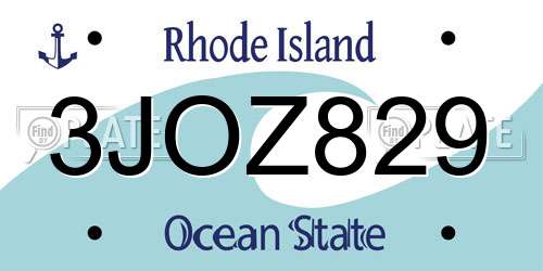 3JOZ829 Rhode Island License Plate