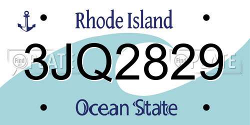 3JQ2829 Rhode Island License Plate