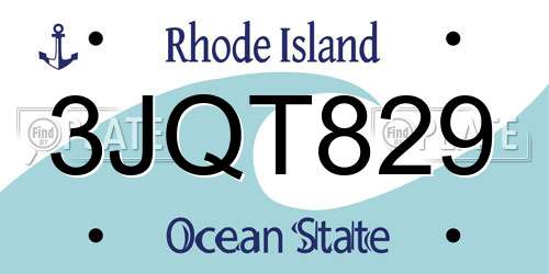 3JQT829 Rhode Island License Plate