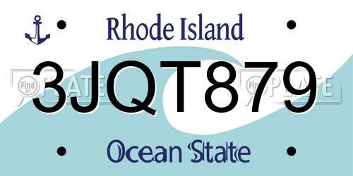 3JQT879 Rhode Island License Plate