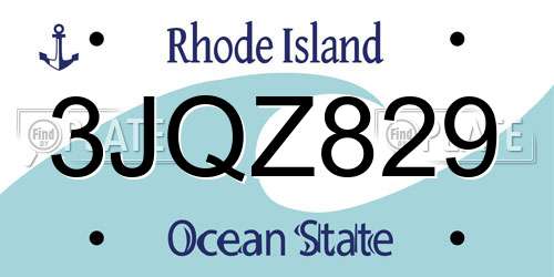 3JQZ829 Rhode Island License Plate