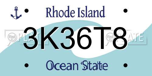 3K36T8 Rhode Island License Plate