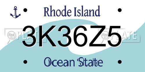 3K36Z5 Rhode Island License Plate