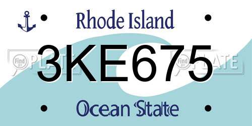 3KE675 Rhode Island License Plate