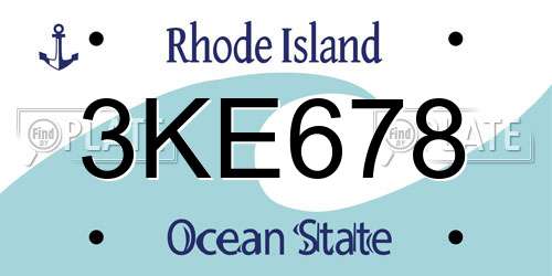 3KE678 Rhode Island License Plate