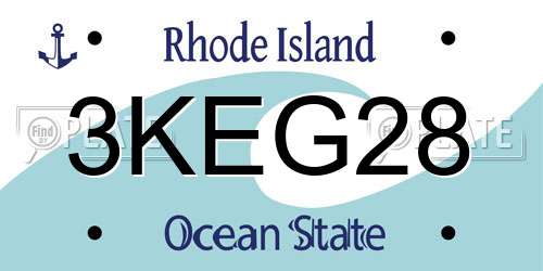 3KEG28 Rhode Island License Plate