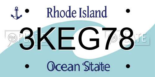 3KEG78 Rhode Island License Plate