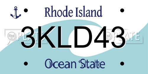 3KLD43 Rhode Island License Plate