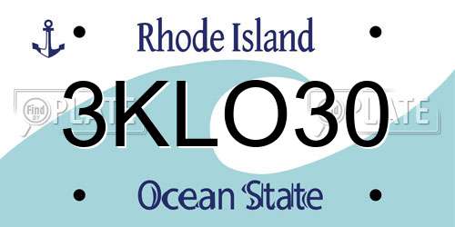 3KLO30 Rhode Island License Plate