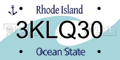 3KLQ30 Rhode Island License Plate
