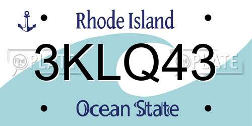 3KLQ43 Rhode Island License Plate