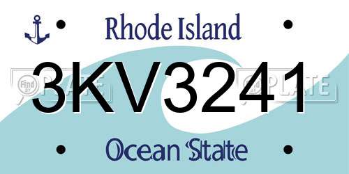 3KV3241 Rhode Island License Plate