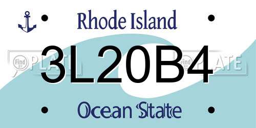 3L20B4 Rhode Island License Plate