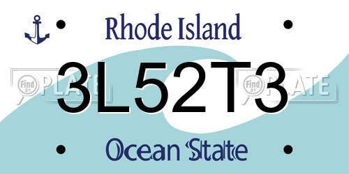 3L52T3 Rhode Island License Plate