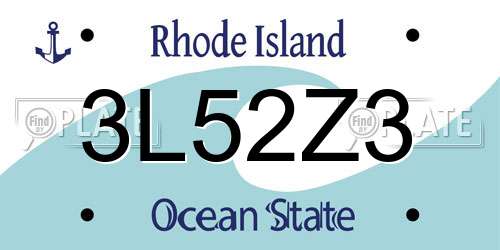 3L52Z3 Rhode Island License Plate