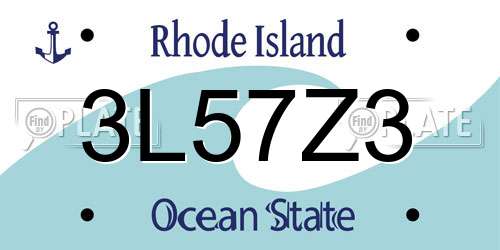 3L57Z3 Rhode Island License Plate