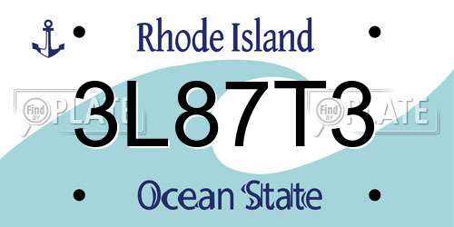 3L87T3 Rhode Island License Plate
