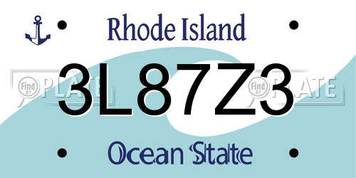 3L87Z3 Rhode Island License Plate