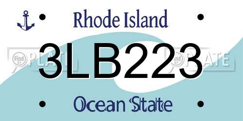 3LB223 Rhode Island License Plate