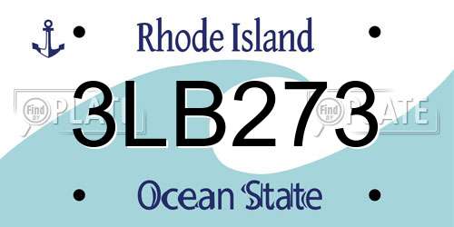 3LB273 Rhode Island License Plate