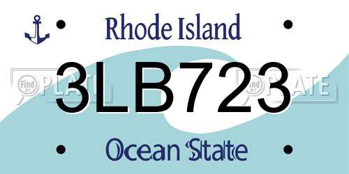 3LB723 Rhode Island License Plate