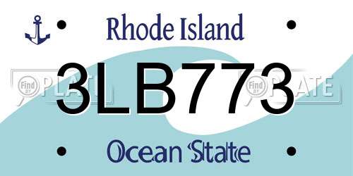 3LB773 Rhode Island License Plate
