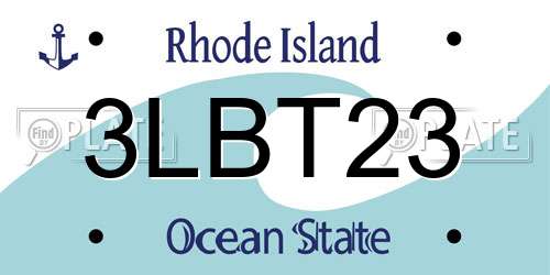 3LBT23 Rhode Island License Plate