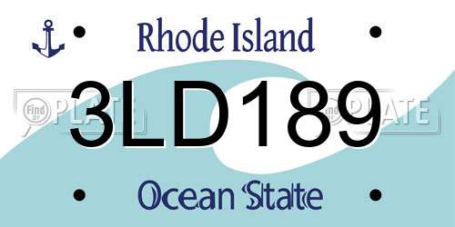 3LD189 Rhode Island License Plate