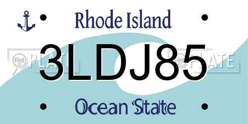 3LDJ85 Rhode Island License Plate