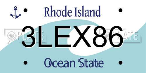 3LEX86 Rhode Island License Plate
