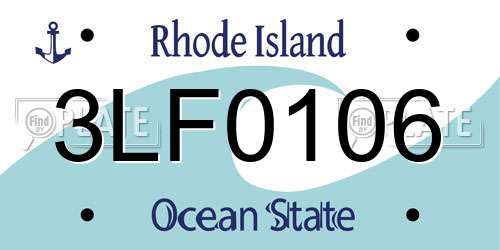 3LF0106 Rhode Island License Plate
