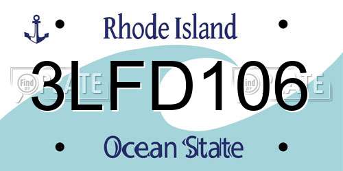 3LFD106 Rhode Island License Plate