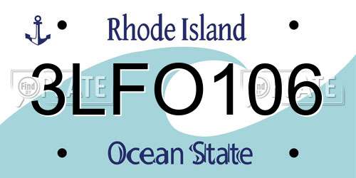 3LFO106 Rhode Island License Plate