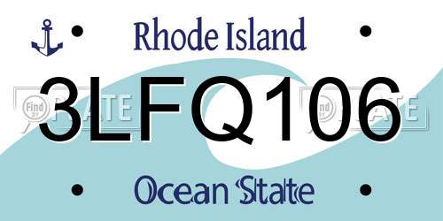 3LFQ106 Rhode Island License Plate