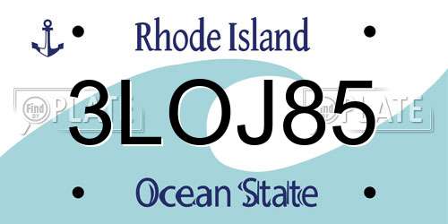 3LOJ85 Rhode Island License Plate