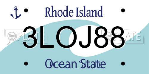 3LOJ88 Rhode Island License Plate