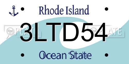 3LTD54 Rhode Island License Plate